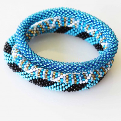 Seed Bracelet Set - Blue